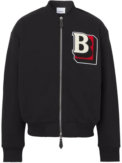 Shop Burberry Letter-graphic Bomber Jacket In Schwarz