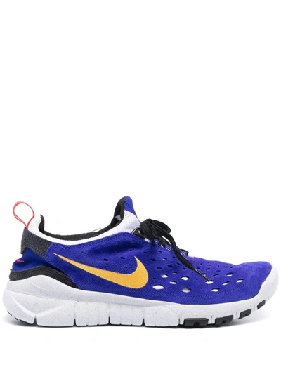 Shop Nike Free Run Trail "concord/habanero Red" Sneakers In Blue