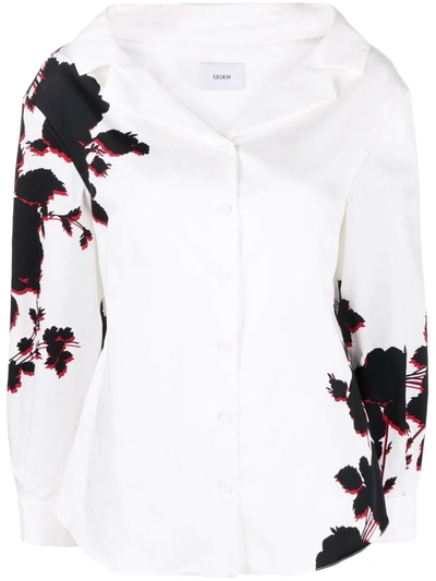 Shop Erdem Floral-print Long-sleeve Shirt In Weiss