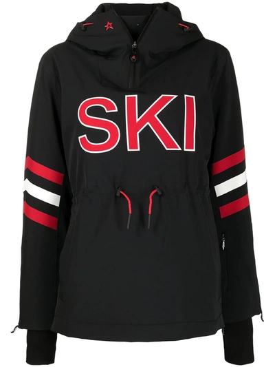 Shop Perfect Moment Slogan-print Padded Hoodie In Black