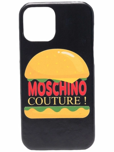 Shop Moschino Hamburger Logo Iphone 12/12 Pro Case In Black