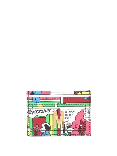 Shop Moschino Comics-print Leather Cardholder In White