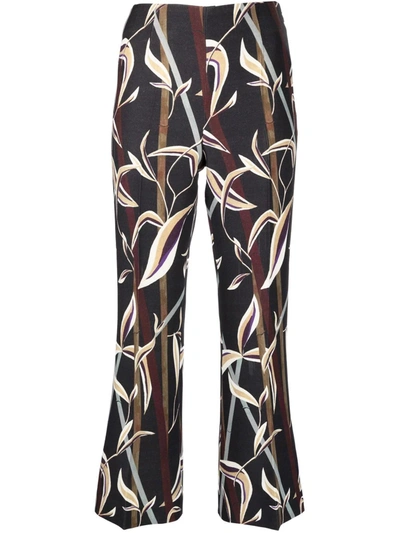 Pre-owned Dior 2000s  Leaf Print Cropped Trousers In Black