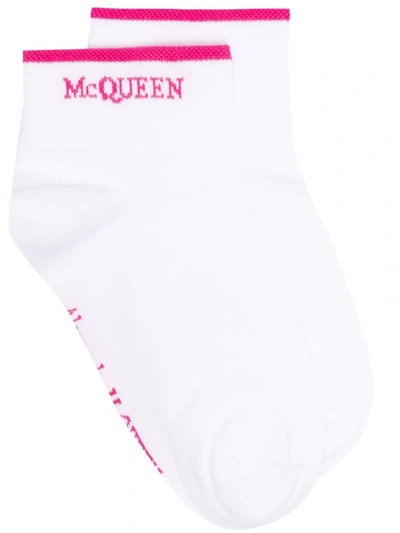 Shop Alexander Mcqueen Logo-knit Socks In White