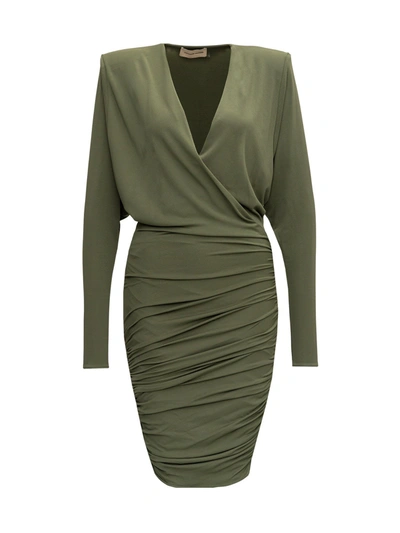 Shop Alexandre Vauthier Draped Dress In Green