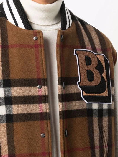 Shop Burberry Vintage Check Bomber Jacket In Brown