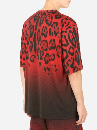 Shop Dolce & Gabbana Leopard Print T-shirt In Rosso/nero