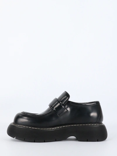 Shop Bottega Veneta Bounce Black Leather Loafers