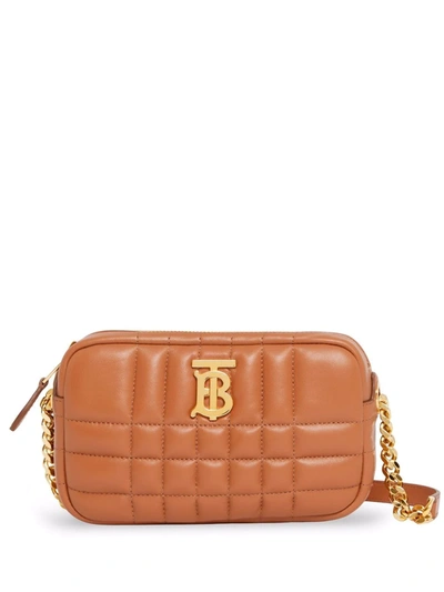 Shop Burberry Mini Lola Quilted Camera Bag In Brown