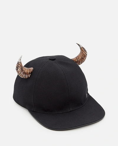 Givenchy Mens Black Natural Horns Canvas Cap | ModeSens