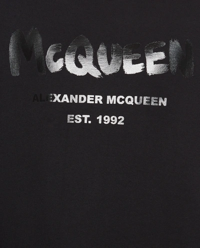 Shop Alexander Mcqueen "graffiti" Cotton Sweatshirt In Black