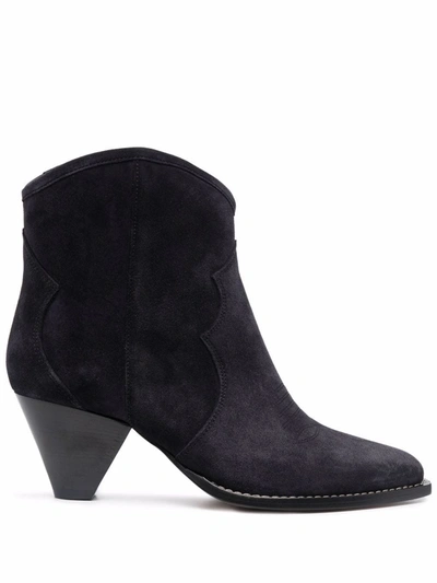 Shop Isabel Marant Étoile Suede-leather Western Boots In Blue