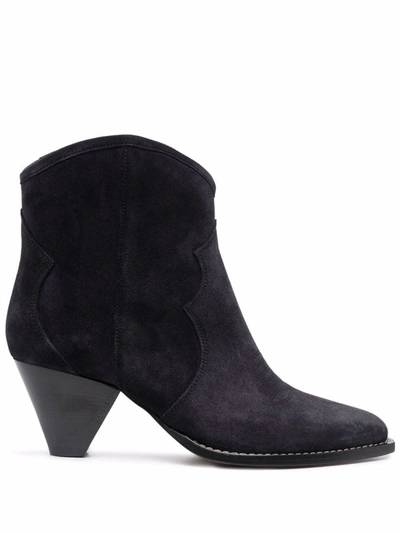 Isabel Marant Étoile Suede-leather Western Boots In Blue