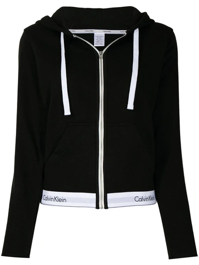 Shop Calvin Klein Underwear Logo-print Waistband Hoodie In Schwarz