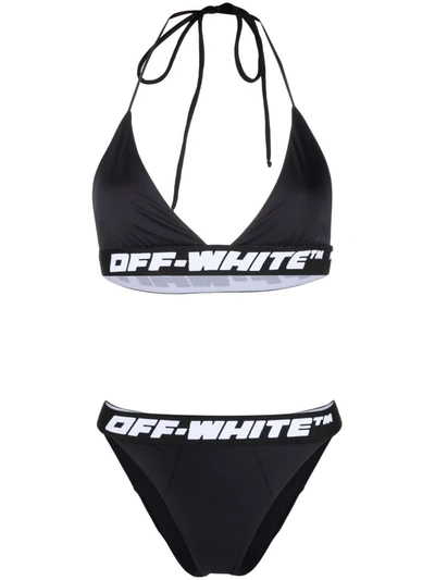 Shop Off-white Logo-band Bikini Set In Black