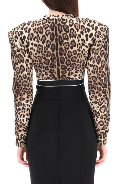 Shop Dolce & Gabbana Cropped Top With Oversized Shoulders In Mixed Colours