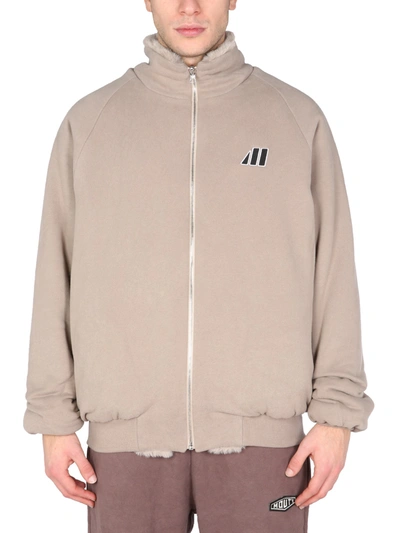 Shop Mouty "nyc" Reversible Sweatshirt In Beige