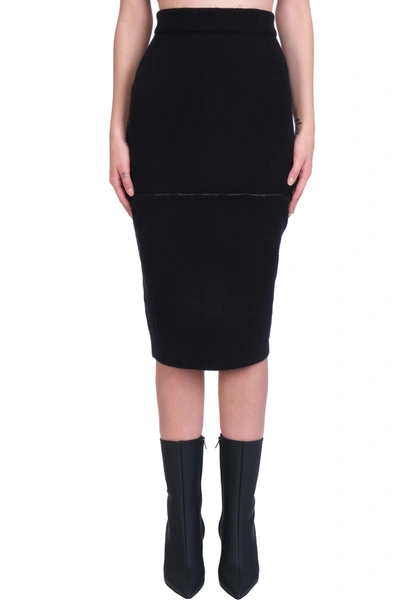 Shop Helmut Lang Skirt In Black Wool