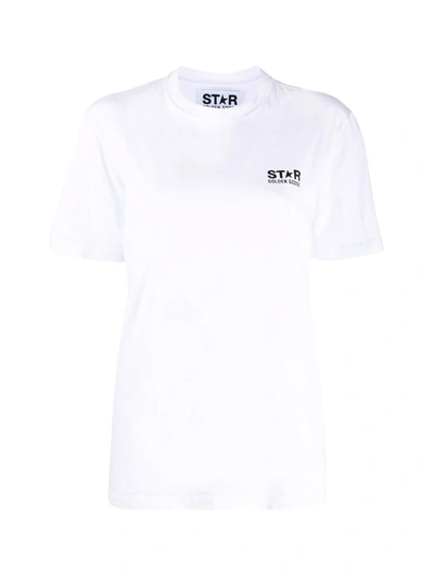 Shop Golden Goose Star W`s Regular T-shirt / Logo/ Big Star Back/ Blackboard In White Black