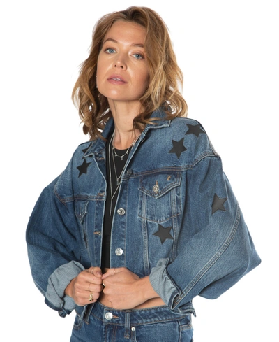 Shop Juicy Couture Star Dark-wash Denim Jacket In Dark Wash