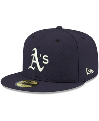 New Era Men's Navy Oakland Athletics Logo White 59fifty Fitted Hat In Navy