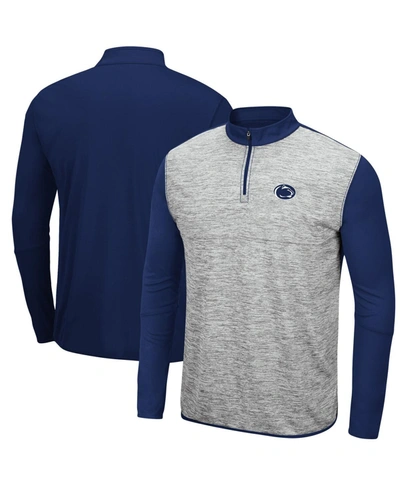 Shop Colosseum Men's Heathered Gray, Navy Penn State Nittany Lions Prospect Quarter-zip Jacket In Heathered Gray/navy