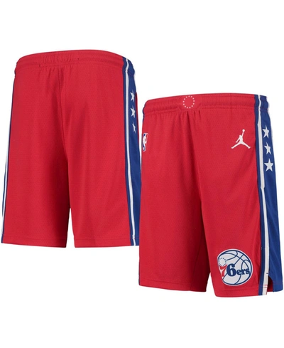 Jordan Big Boys And Girls Red Philadelphia 76ers 2019/20 Swingman Performance Shorts In Red