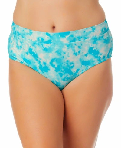 California Waves Plus Size Tie-dyed Swim Bottoms In Sunkissed Sunrise Turquoise