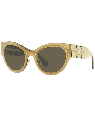 Shop Versace Women's Sunglasses, Ve2234 53 In Transparent Brown Mirror/gold-tone