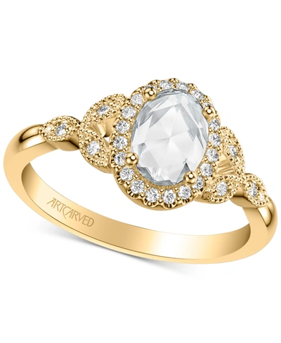 Shop Art Carved Diamond Rose-cut Oval Engagement Ring (5/8 Ct. T.w.) In 14k White, Yellow Or Rose Gold In Yellow Gold