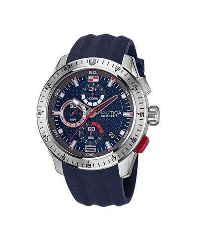 Shop Nautica Men's Blue Silicone Strap Watch 47.5mm