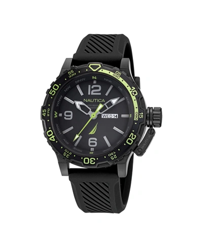Shop Nautica Men's Black Silicone Strap Watch 46mm