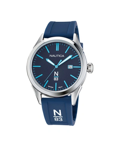 Shop Nautica N83 Men's Blue Silicone Strap Watch 40mm