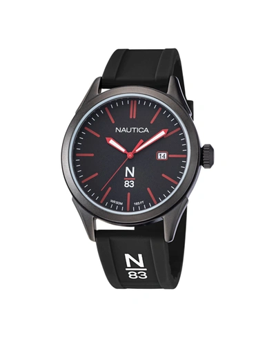 Shop Nautica N83 Men's Black Silicone Strap Watch 40mm