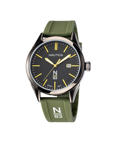 Shop Nautica N83 Men's Green Silicone Strap Watch 40mm