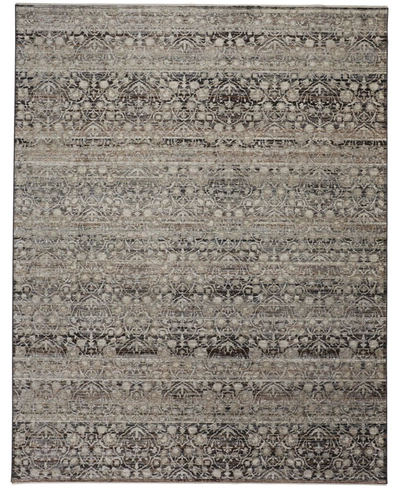 Simply Woven Caprio R3961 Brown 2'6" X 12' Runner Rug In Stone