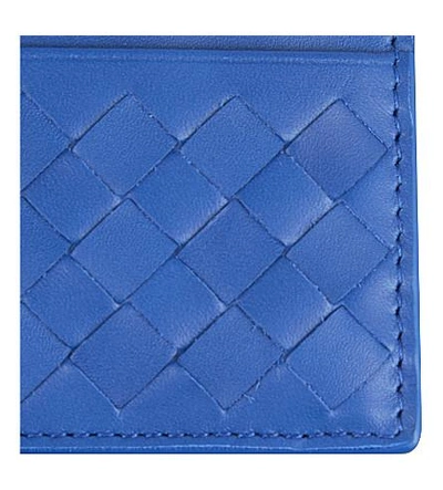 Shop Bottega Veneta Woven Card Holder In Bluette