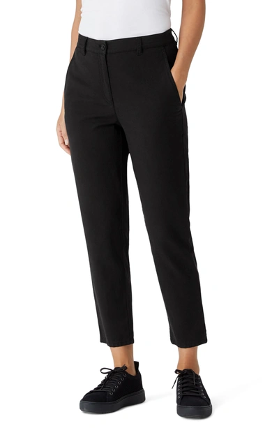 Shop Eileen Fisher Organic Cotton & Hemp High Waist Tapered Ankle Pants In Black