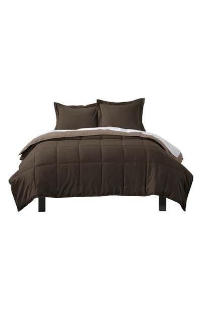 Shop Ienjoy Home Premium Down Alternative Reversible Comforter Set In Taupe & Chocolate