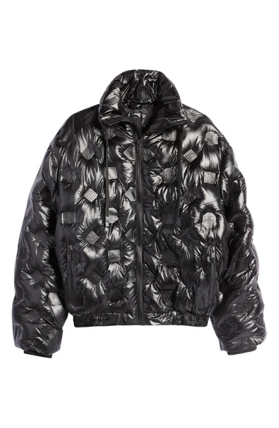 River Island oversized monogram puffer in black