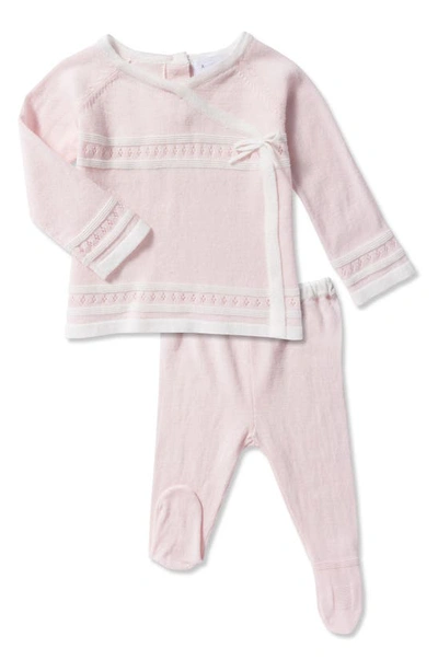 Shop Angel Dear Take Me Home Cotton Wrap Sweater, Pants & Blanket Set In Pink