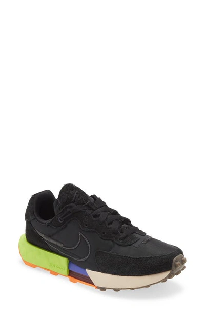 Shop Nike Fontanka Waffle Sneaker In Black/ Black/ Volt/ Anthracite