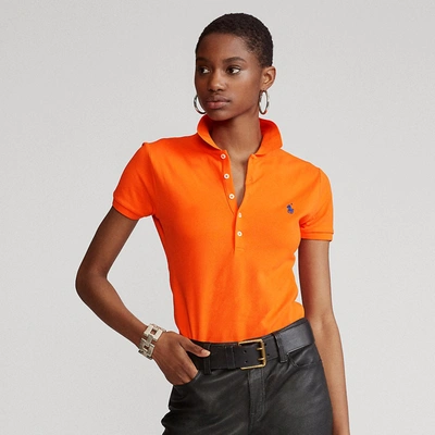 Shop Ralph Lauren Slim Fit Stretch Polo Shirt In Sailing Orange/c7318
