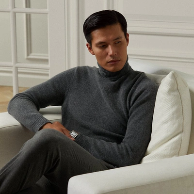 Shop Ralph Lauren Cashmere Turtleneck Sweater In Medium Grey Melange