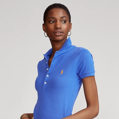Shop Ralph Lauren Slim Fit Stretch Polo Shirt In New Iris Blue/c2427