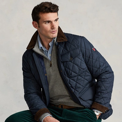 Polo Ralph Lauren Water-repellent Quilted Jacket In College Navy | ModeSens