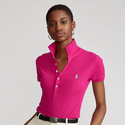 Shop Ralph Lauren Slim Fit Stretch Polo Shirt In Aruba Pink/c6315