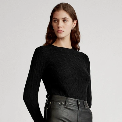 Shop Ralph Lauren Cable-knit Cashmere Jumper In Black