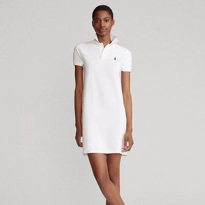 Shop Ralph Lauren Cotton Mesh Polo Dress In White