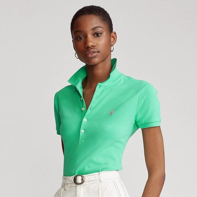 Shop Ralph Lauren Slim Fit Stretch Polo Shirt In Sunset Green/c3125
